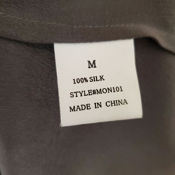 Monahmour Women's 100% Silk Blouse Gray Size Medium Lagenlook - Picture 5 of 8